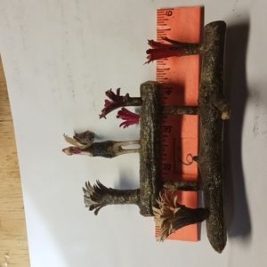 Hand carved folk art rooster / flowere